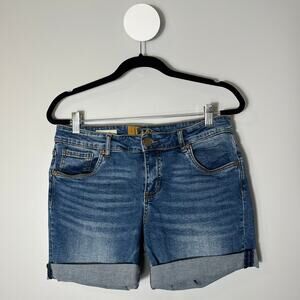 Kut women's Katy boyfriend denim short mid wash low rise stretch rolled cuff